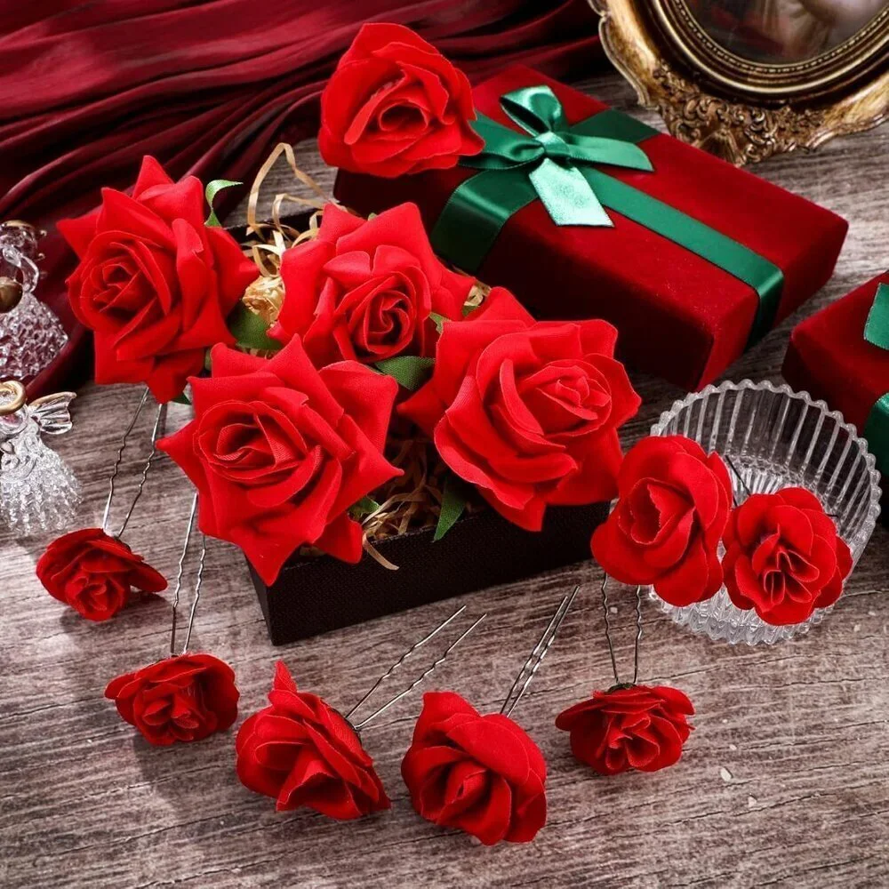 12 Pcs Rose Hair Clip Mexican Hair Accessories for Flamenco Dancer Women Mexican
